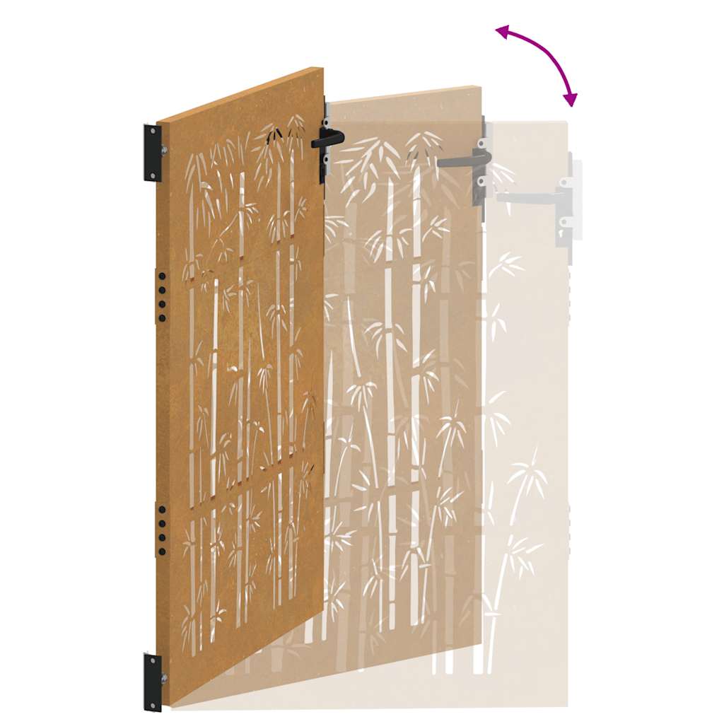 Cancello da Giardino 85x150 cm in Acciaio Corten Design Bambù 153235