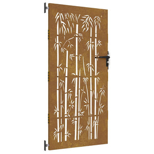 Cancello da Giardino 85x175 cm in Acciaio Corten Design Bambù 153236