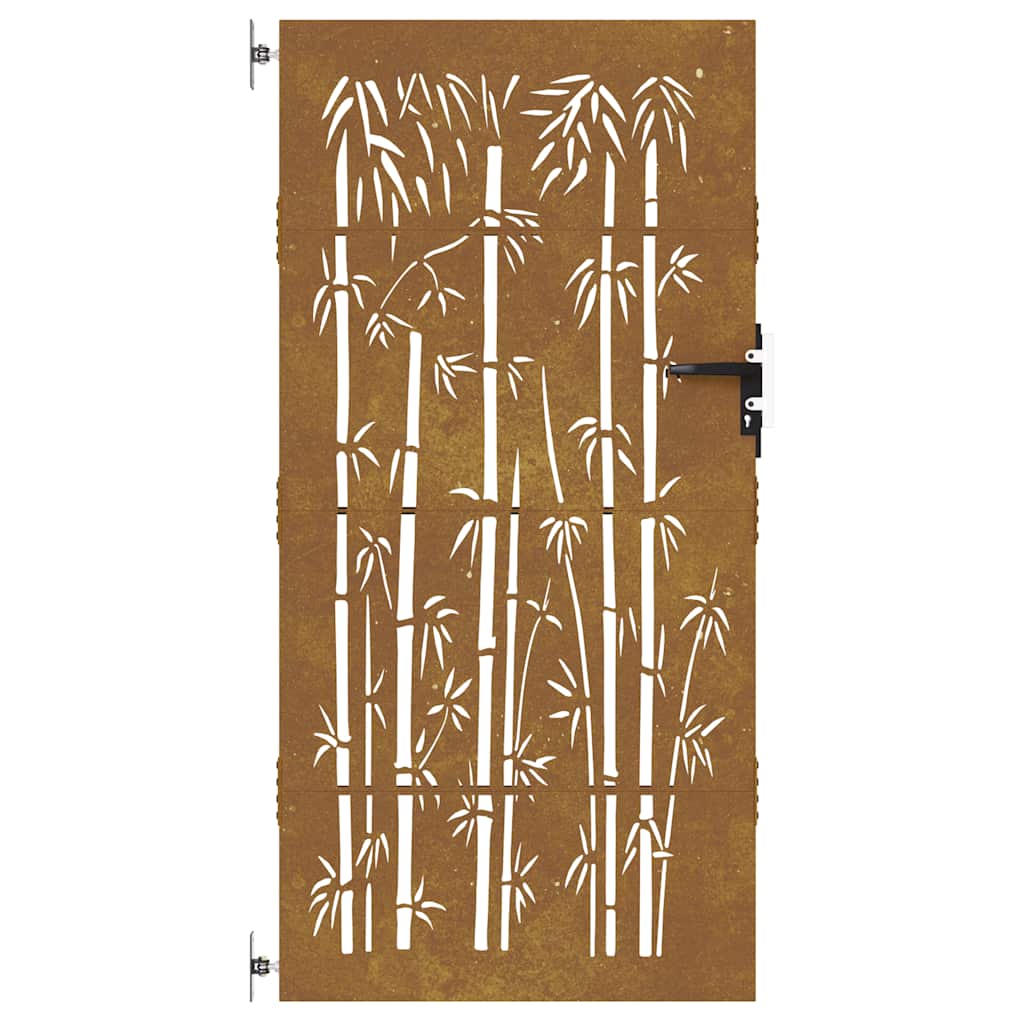 Cancello da Giardino 85x175 cm in Acciaio Corten Design Bambù 153236