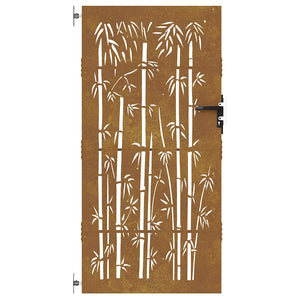 Cancello da Giardino 85x175 cm in Acciaio Corten Design Bambù 153236