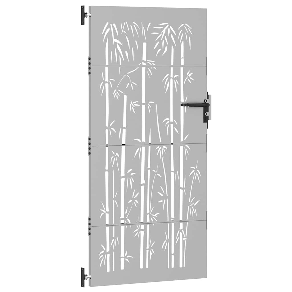 Cancello da Giardino 85x175 cm in Acciaio Corten Design Bambù 153236