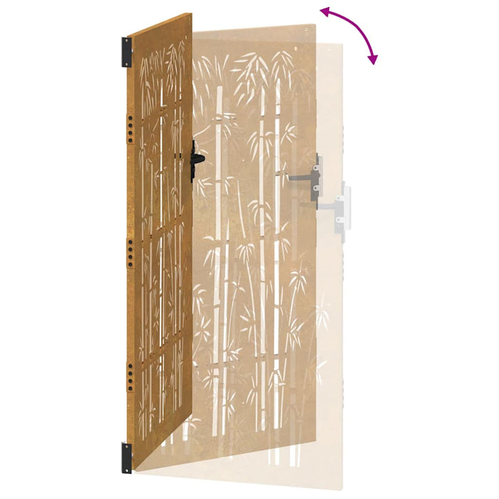 Cancello da Giardino 85x175 cm in Acciaio Corten Design Bambù 153236
