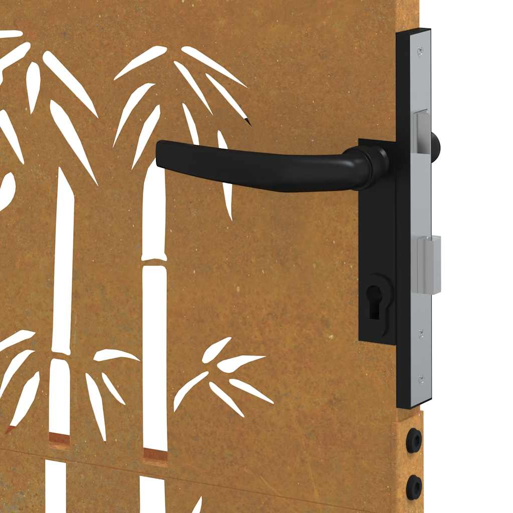 Cancello da Giardino 85x175 cm in Acciaio Corten Design Bambù 153236