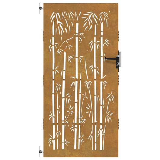 Cancello da Giardino 85x200 cm in Acciaio Corten Design Bambù 153237