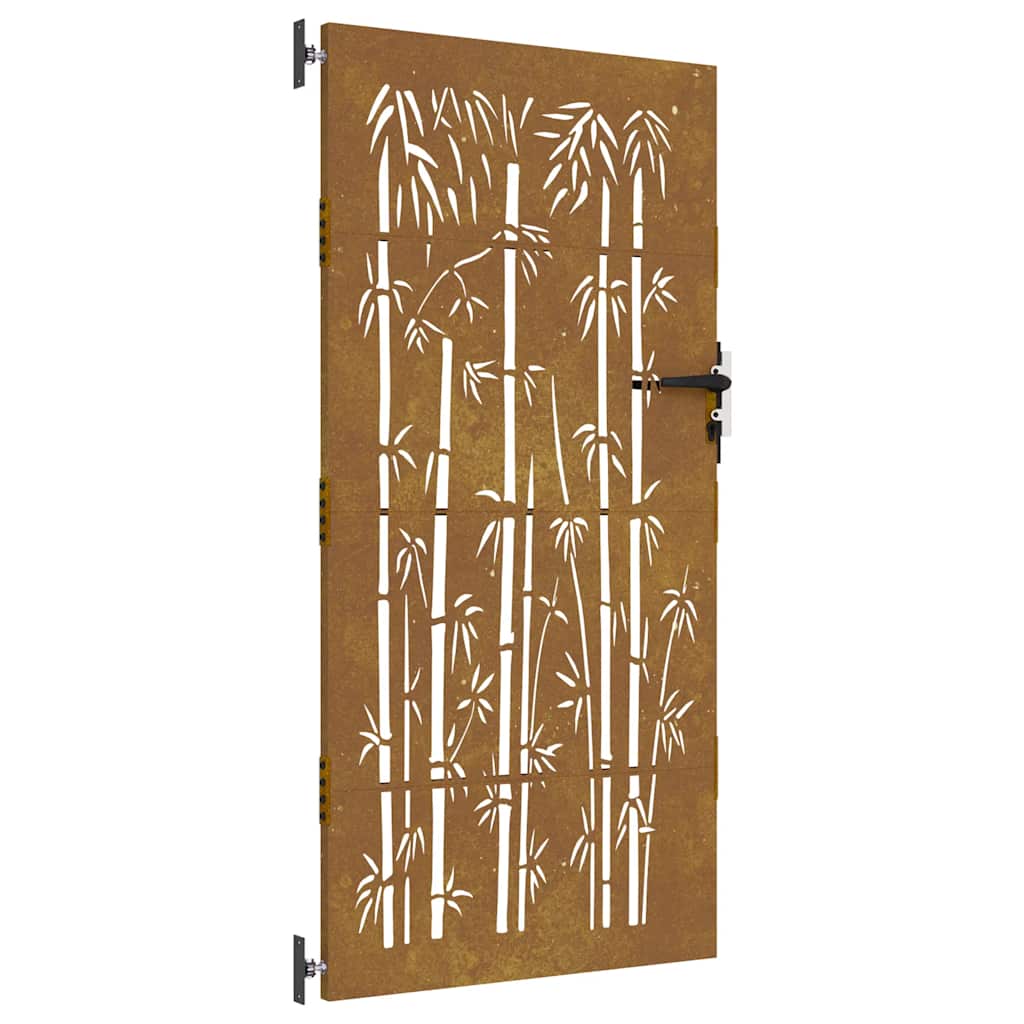 Cancello da Giardino 85x200 cm in Acciaio Corten Design Bambù