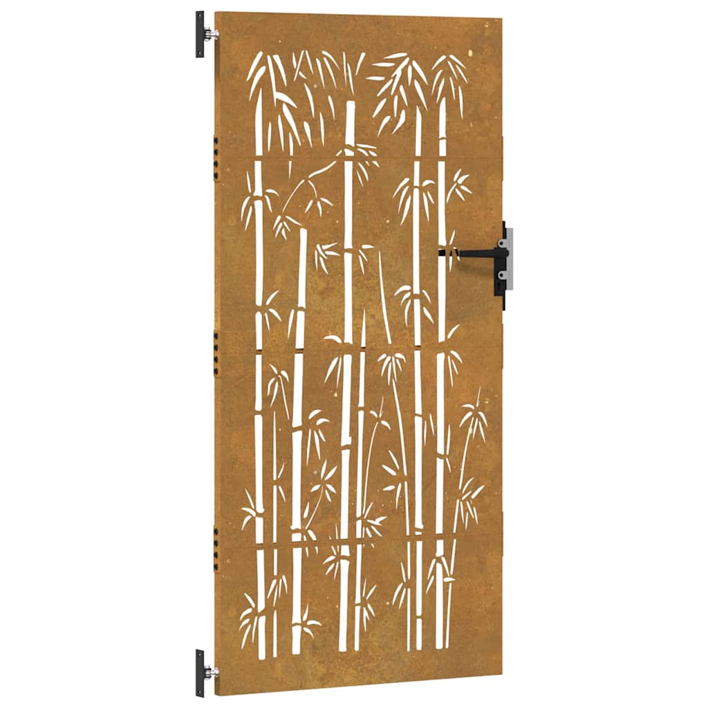 Cancello da Giardino 85x200 cm in Acciaio Corten Design Bambù 153237