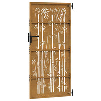 Cancello da Giardino 85x200 cm in Acciaio Corten Design Bambù 153237