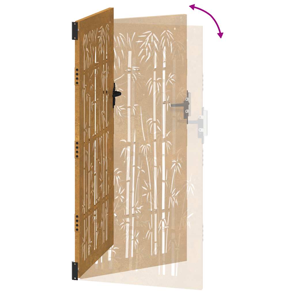 Cancello da Giardino 85x200 cm in Acciaio Corten Design Bambù 153237