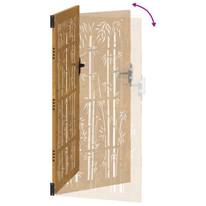 Cancello da Giardino 85x200 cm in Acciaio Corten Design Bambù 153237