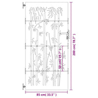 Cancello da Giardino 85x200 cm in Acciaio Corten Design Bambù