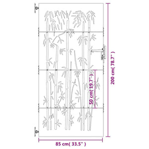 Cancello da Giardino 85x200 cm in Acciaio Corten Design Bambù