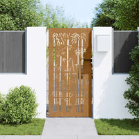 Cancello da Giardino 85x200 cm in Acciaio Corten Design Bambù 153237