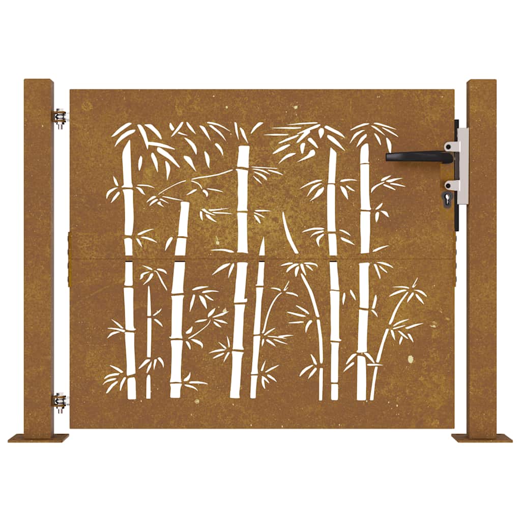 Cancello da Giardino 105x80 cm in Acciaio Corten Design Bambù