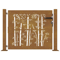 Cancello da Giardino 105x80 cm in Acciaio Corten Design Bambù