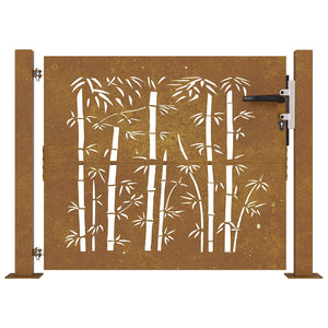 Cancello da Giardino 105x80 cm in Acciaio Corten Design Bambù