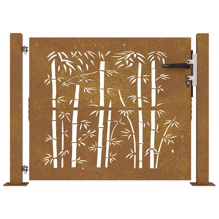Cancello da Giardino 105x80 cm in Acciaio Corten Design Bambù