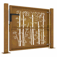 Cancello da Giardino 105x105 cm in Acciaio Corten Design Bambù 153239
