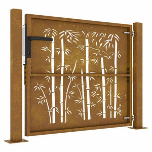 vidaXL Cancello da Giardino 105x105 cm in Acciaio Corten Design Bambù