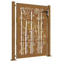 Cancello da Giardino 105x130 cm in Acciaio Corten Design Bambù 153240