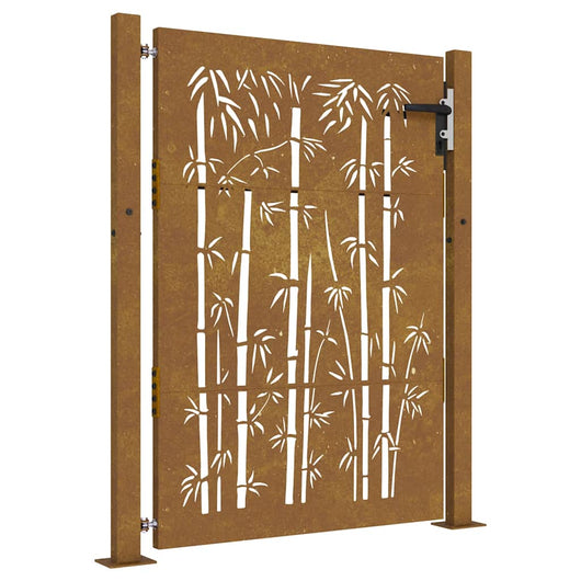 Cancello da Giardino 105x130 cm in Acciaio Corten Design Bambù 153240