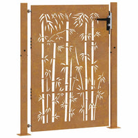 Cancello da Giardino 105x130 cm in Acciaio Corten Design Bambù
