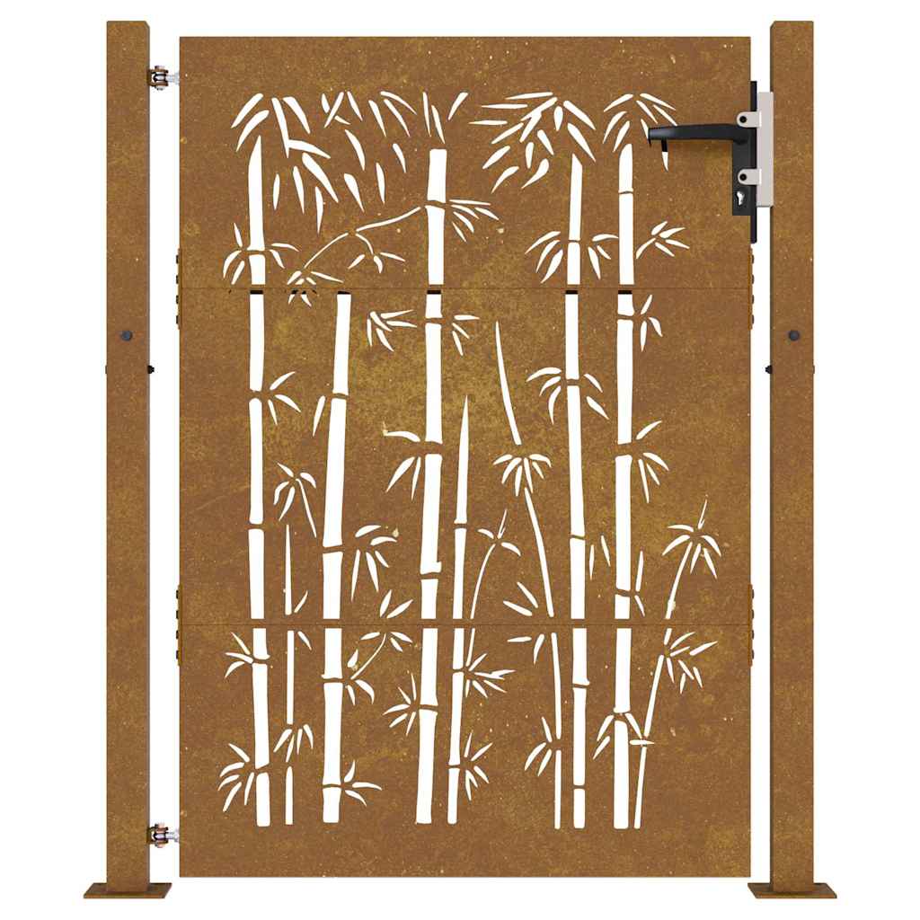 Cancello da Giardino 105x130 cm in Acciaio Corten Design Bambù 153240