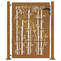 Cancello da Giardino 105x130 cm in Acciaio Corten Design Bambù 153240
