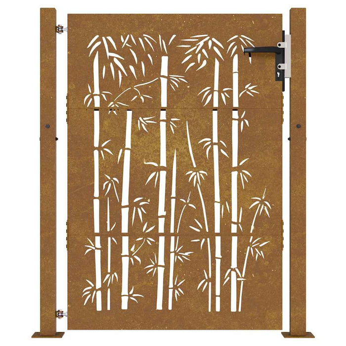Cancello da Giardino 105x130 cm in Acciaio Corten Design Bambù 153240