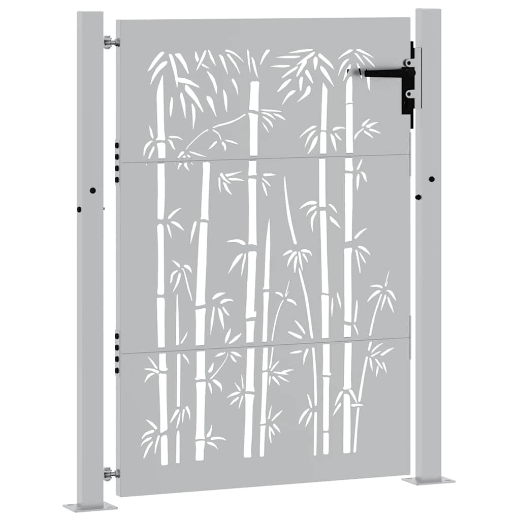 Cancello da Giardino 105x130 cm in Acciaio Corten Design Bambù