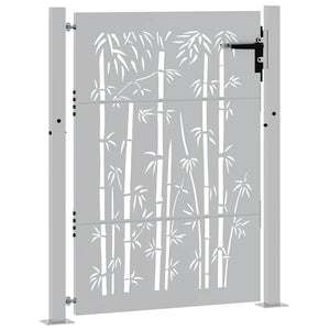 Cancello da Giardino 105x130 cm in Acciaio Corten Design Bambù