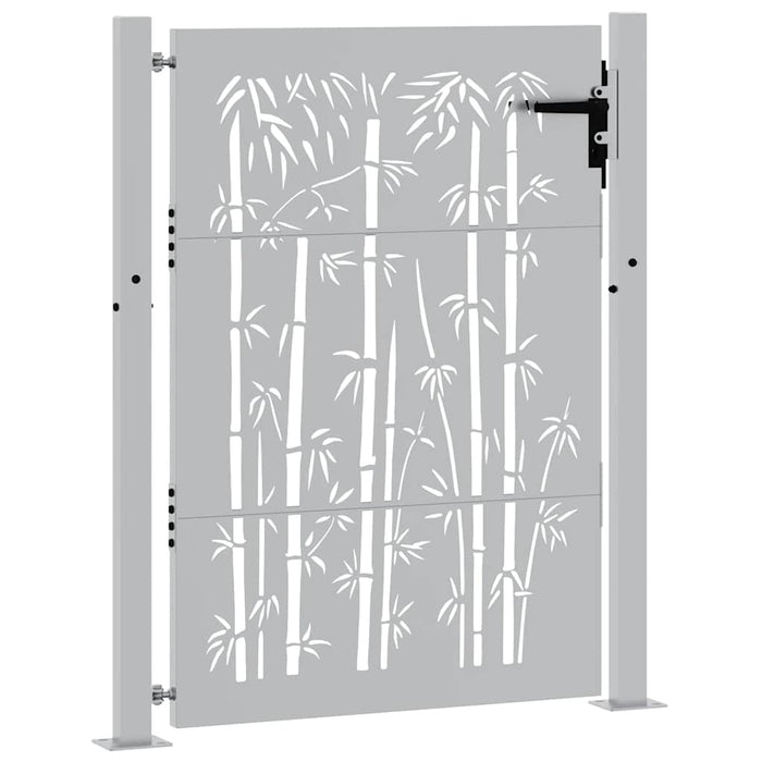 Cancello da Giardino 105x130 cm in Acciaio Corten Design Bambù