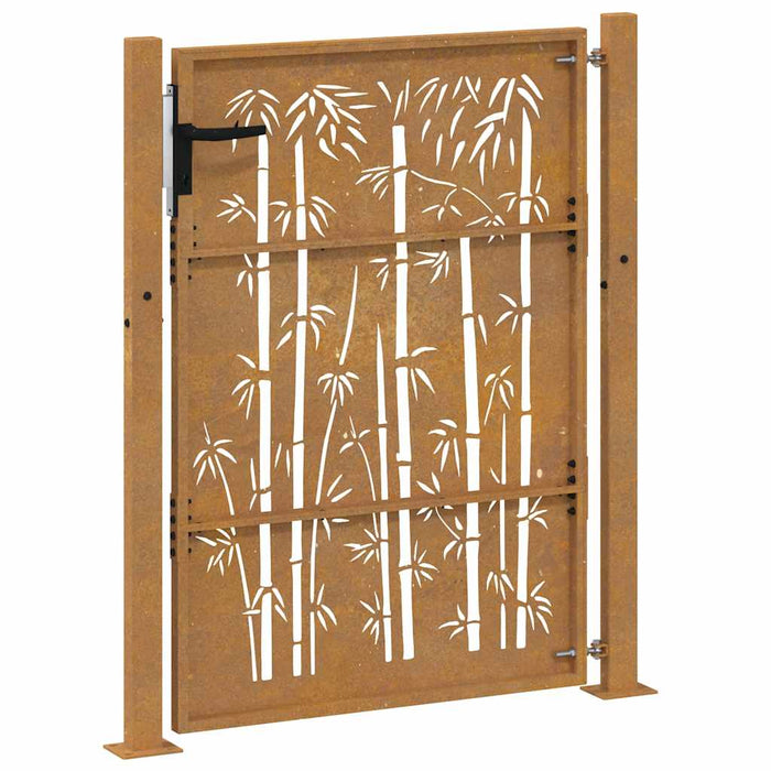 Cancello da Giardino 105x130 cm in Acciaio Corten Design Bambù