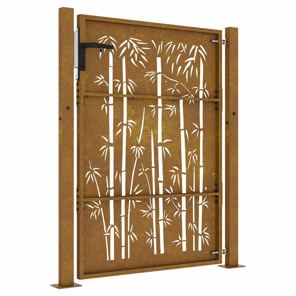 Cancello da Giardino 105x130 cm in Acciaio Corten Design Bambù 153240