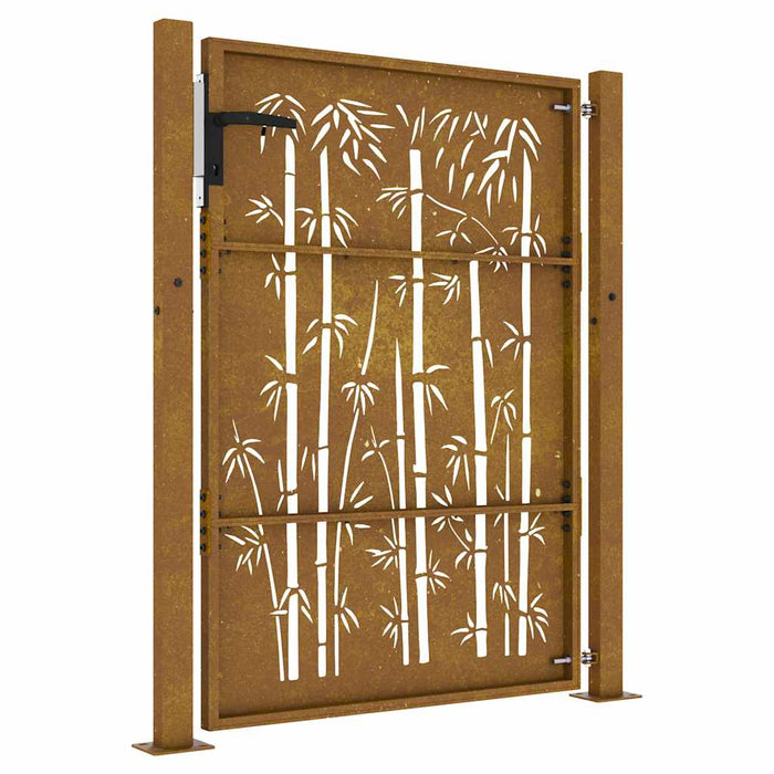 Cancello da Giardino 105x130 cm in Acciaio Corten Design Bambù 153240