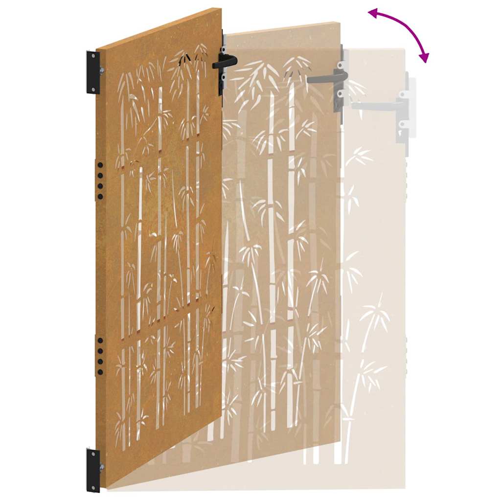 Cancello da Giardino 105x130 cm in Acciaio Corten Design Bambù 153240