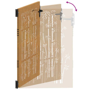 Cancello da Giardino 105x130 cm in Acciaio Corten Design Bambù 153240
