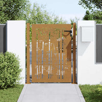 Cancello da Giardino 105x130 cm in Acciaio Corten Design Bambù 153240