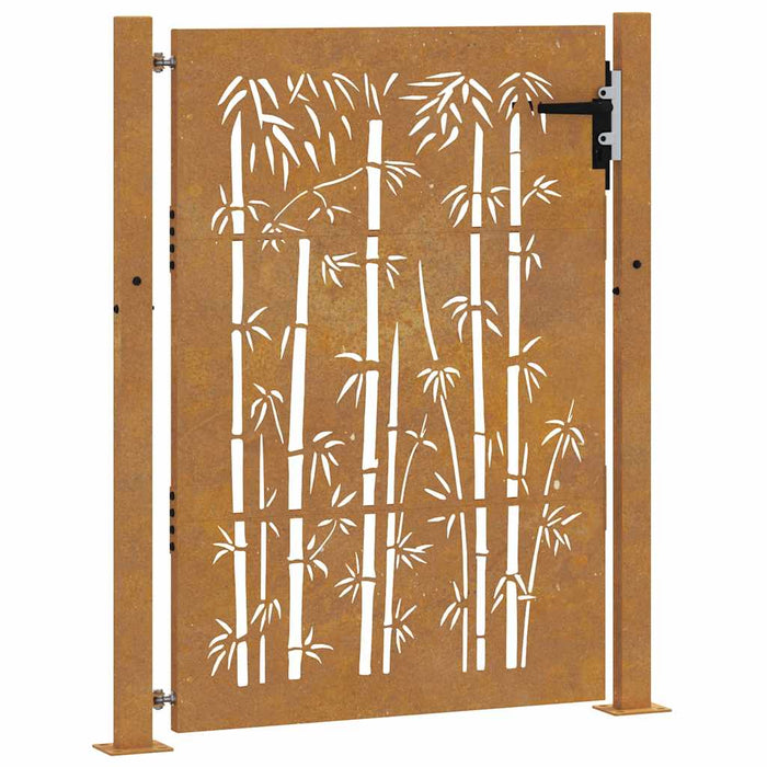 Cancello da Giardino 105x155 cm in Acciaio Corten Design Bambù 153241