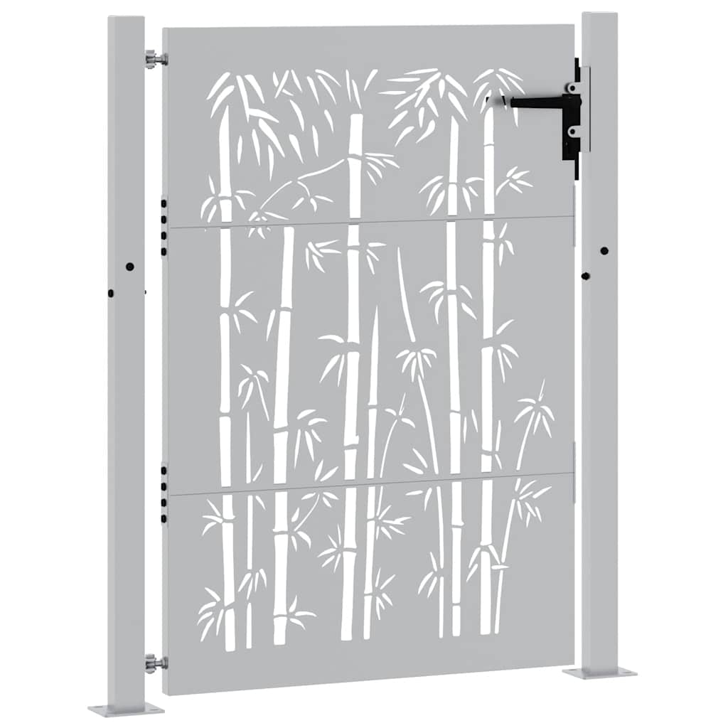 Cancello da Giardino 105x155 cm in Acciaio Corten Design Bambù 153241
