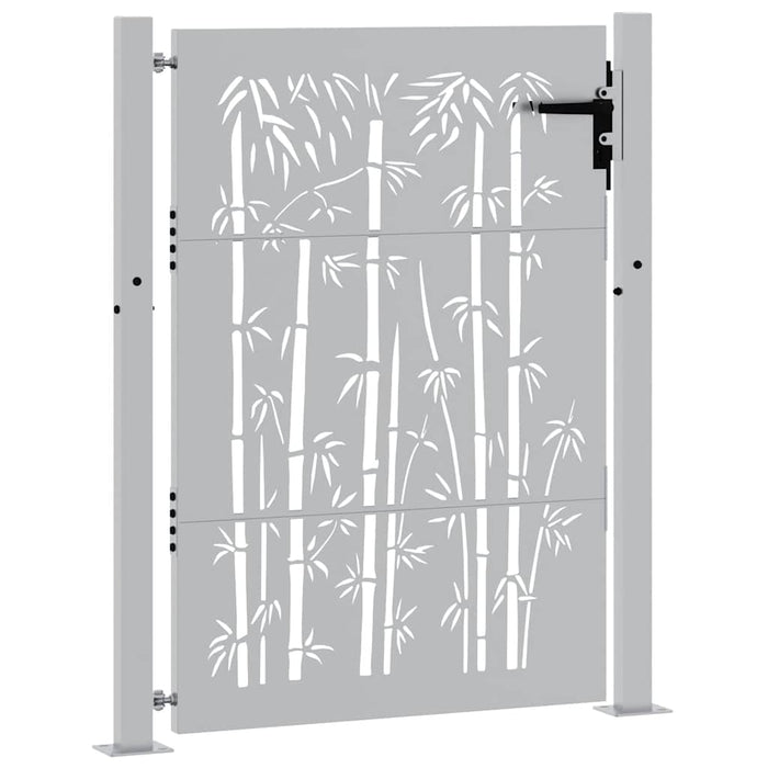 Cancello da Giardino 105x155 cm in Acciaio Corten Design Bambù 153241