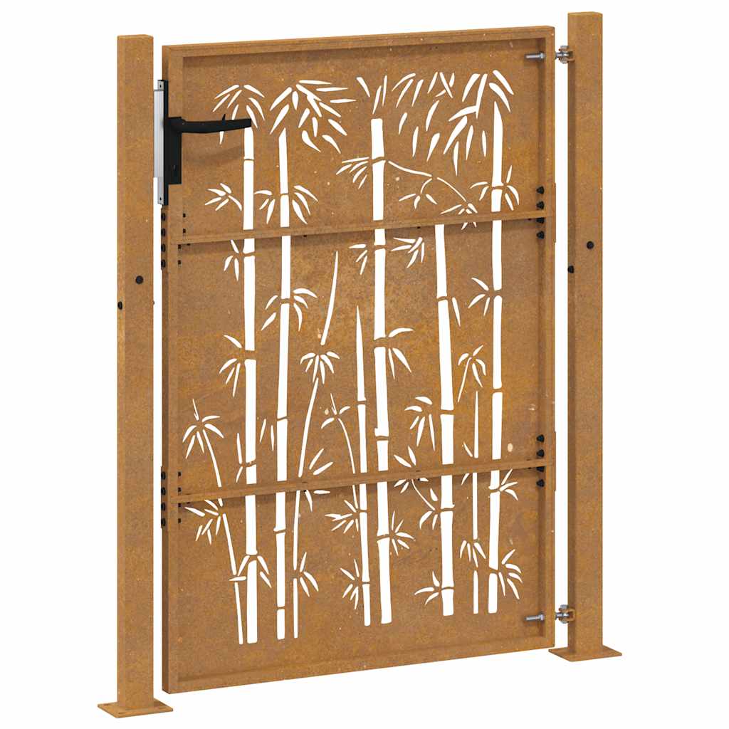Cancello da Giardino 105x155 cm in Acciaio Corten Design Bambù 153241