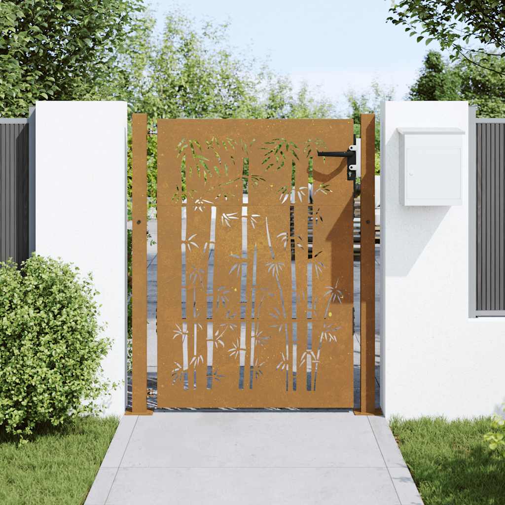 Cancello da Giardino 105x155 cm in Acciaio Corten Design BambÃ¹cod mxl 127701