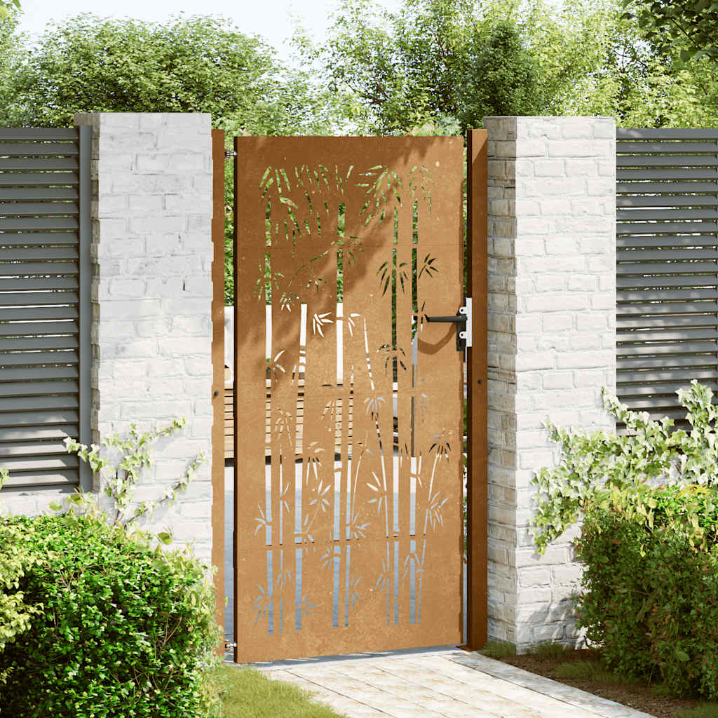 Cancello da Giardino 105x205 cm in Acciaio Corten Design BambÃ¹cod mxl 128262