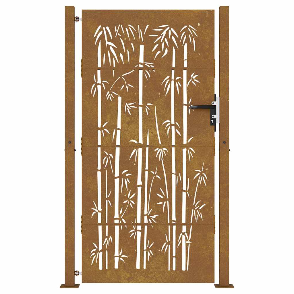 Cancello da Giardino 105x205 cm in Acciaio Corten Design Bambù 153243