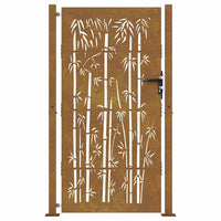 Cancello da Giardino 105x205 cm in Acciaio Corten Design Bambù 153243