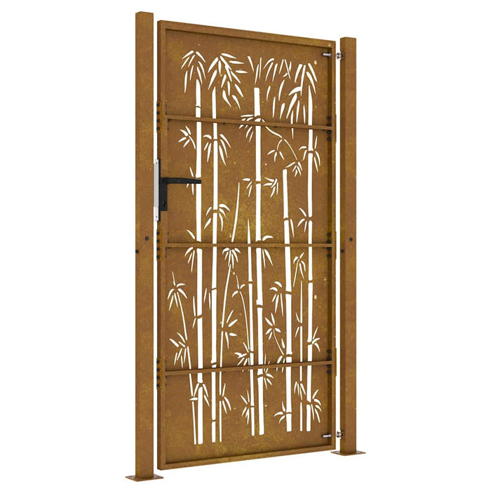 Cancello da Giardino 105x205 cm in Acciaio Corten Design Bambù 153243