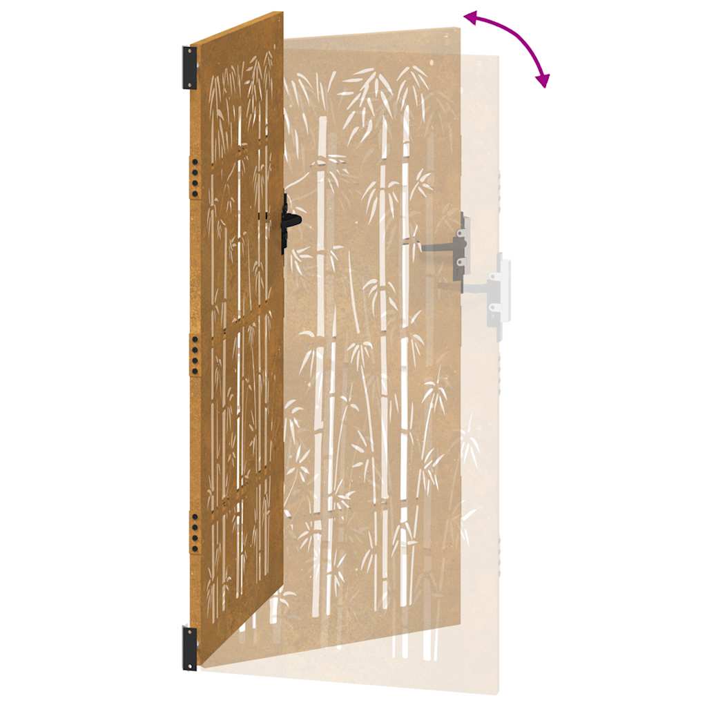 Cancello da Giardino 105x205 cm in Acciaio Corten Design Bambù 153243