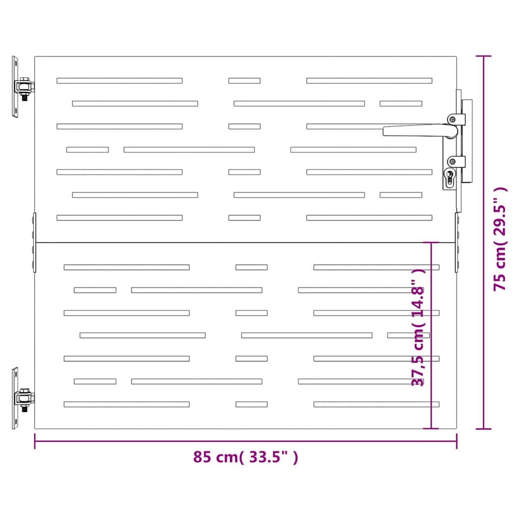 Cancello da Giardino 85x75 cm Acciaio Corten Design Quadrato