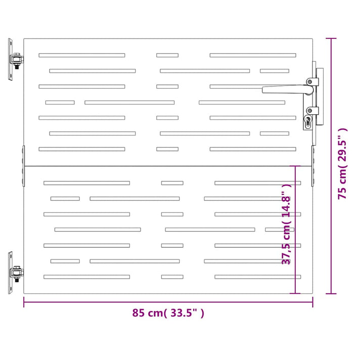 Cancello da Giardino 85x75 cm Acciaio Corten Design Quadrato 153244