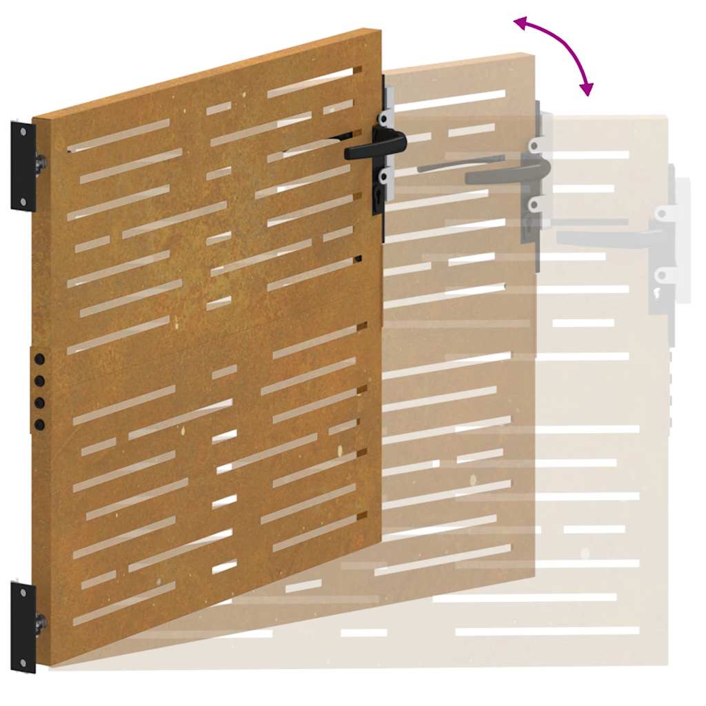 Cancello da Giardino 85x100 cm Acciaio Corten Design Quadrato 153245